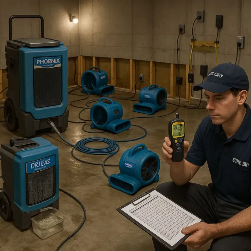 Structural Drying and Dehumidification process in Stewart Manor, NY